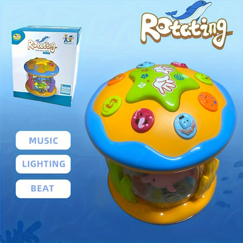 Ocean-Themed Youngsters Drum Kit - Multifunctional with Lights and Sounds, Educational Early Learning Toy for Fun and Development, Made of Durable Plastic in Mixed Colors