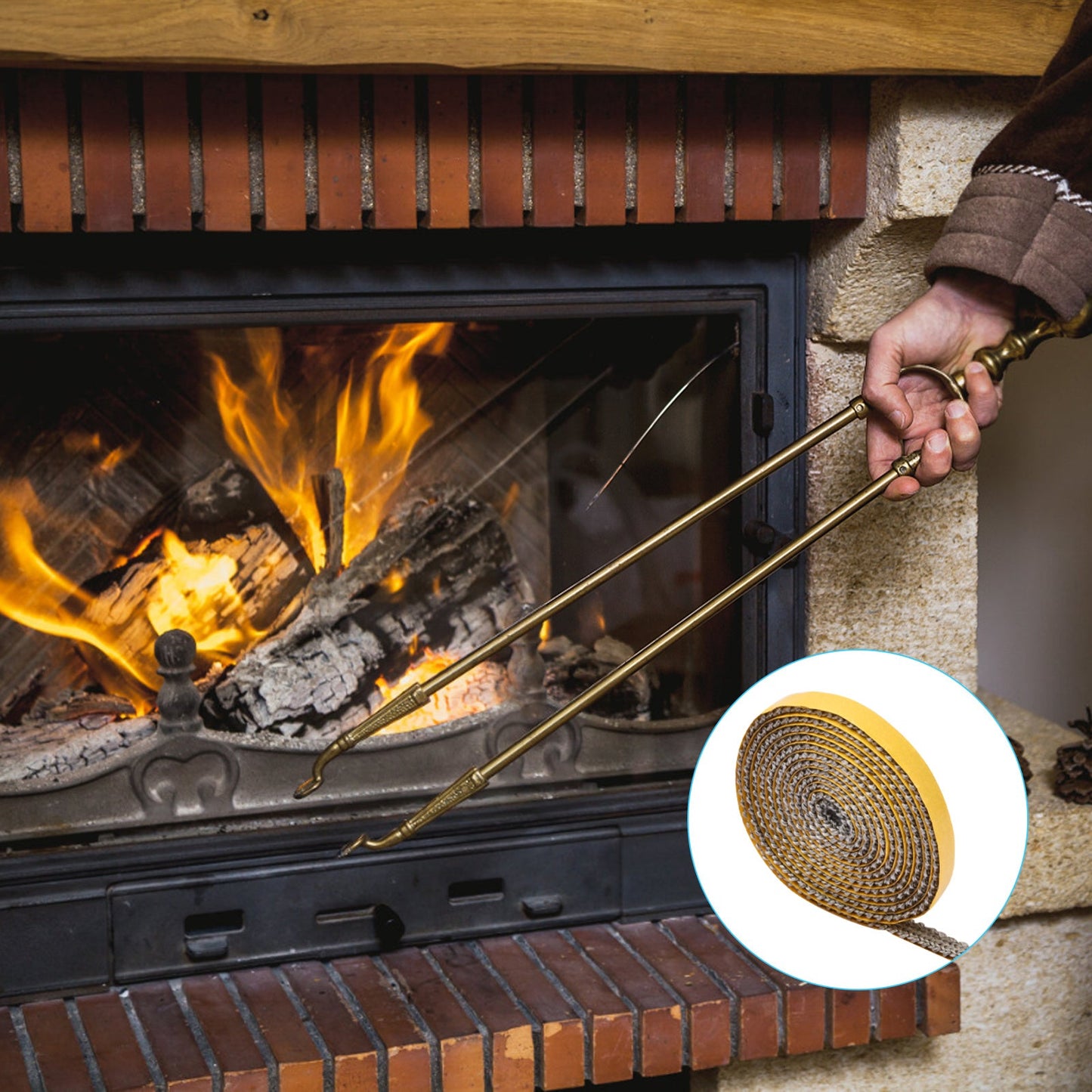 Flat Stove Rope for Wood Burning Stove, Oven Door, Chimney, and Fireplaces - Heat Resistant Sealant Strip - Self Adhesive - 3mm x 10mm x 2m