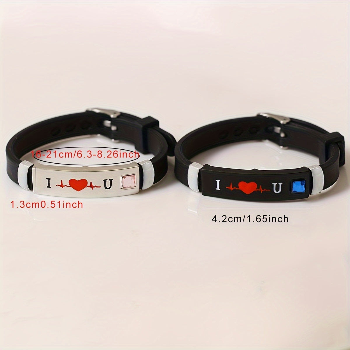 Silicone Couple Bracelets - 2pcs Set, featuring "I LOVE YOU" inscription. Adorable & Minimalist Design, Ideal for Everyday Wear or a Sweet Valentine's Day Gift.