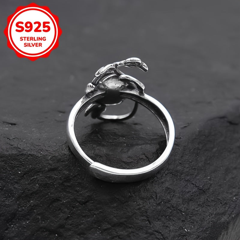 Stylish Vintage Rose Open Ring for Women - Crafted from 925 Sterling Silver, Ideal for Everyday Wear and Gifting