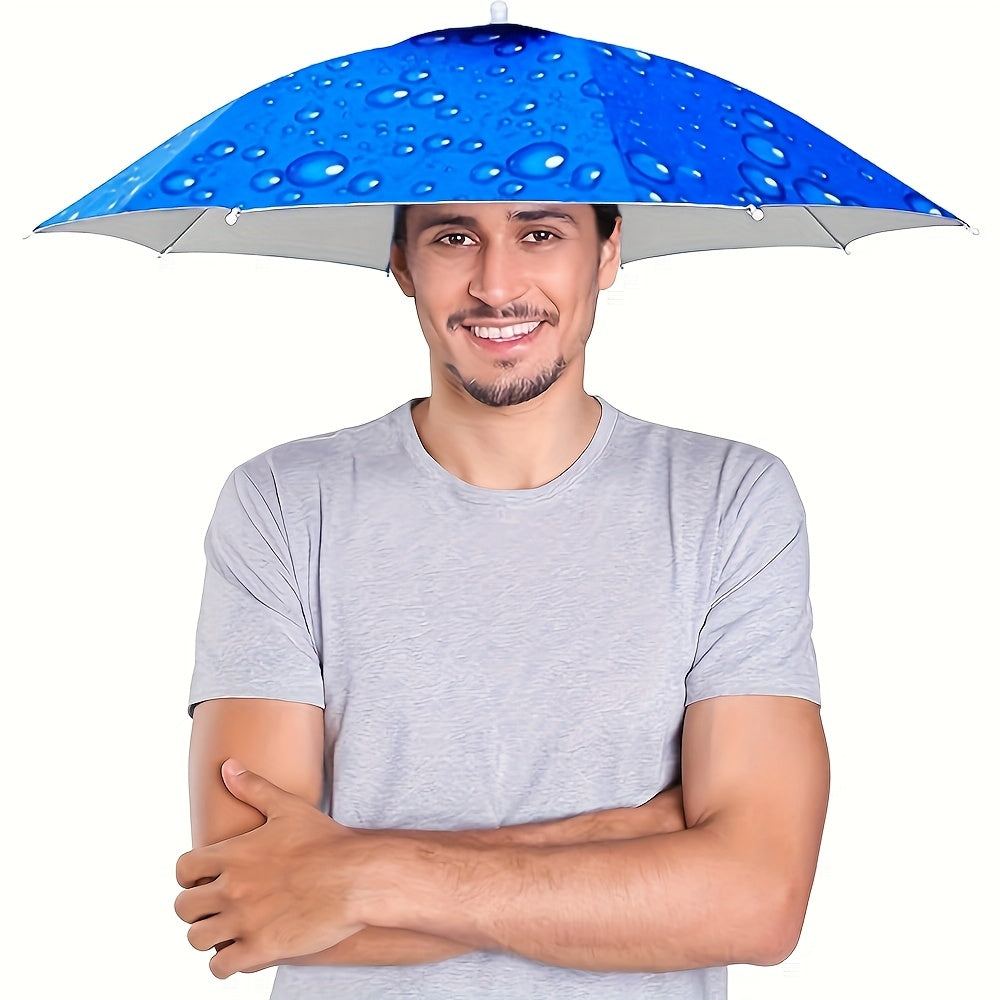 Elastic headband umbrella hat, suitable for camping and fishing, with UV protection.