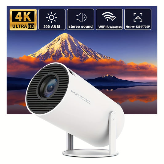 New Android 11.0 projector with 200ANSI, WiFi6, EU plug, All Winner H713 Mali-G312 dual WiFi, HD 1280*720p, wireless 5.0, 4K auto correction for home theater.