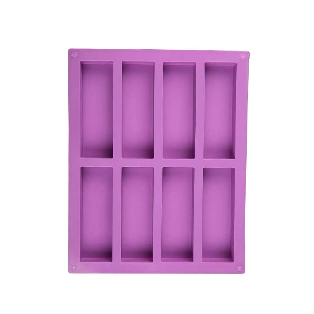 One piece or two pieces available, this 8-cavity silicone mold is perfect for baking energy bars, muffins, brownies, cornbread, cheesecakes, pudding cakes, and soaps. The large rectangular mold features a non-stick coating for easy release and is