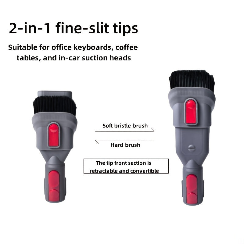 Accessory kit for Dyson cordless vacuum cleaner includes a quick release, 2-in-1 soft brush and stain remover compatible with models V7, V8, V10, V11, V12, and V15.