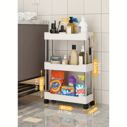 Rolling Storage Cart with Wheels, Perfect for Kitchen and Bathroom Organization - Space-Saving Multi-Tier Organizer, Easy Access Storage Rack, No Assembly Needed, Slim Design for Tight Spaces.