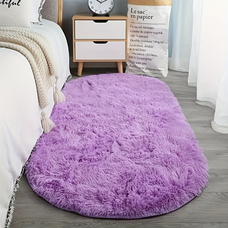 Modern Oval Tie-Dye Area Mat for Bedroom, Hand Washable Polyester Mat for Room Decor - Perfect for Bedrooms