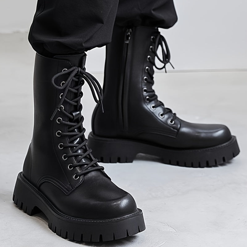 Men's versatile high-top boots with classic design, zip and lace closure, and durable rubber sole.