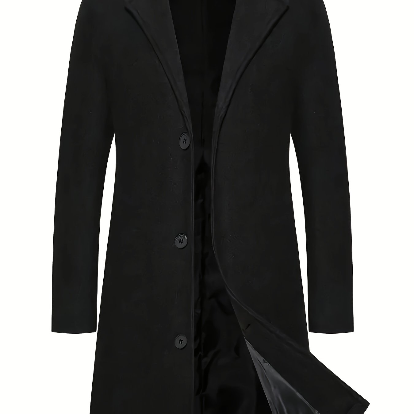 Men's sophisticated appeal trench coat in solid color non-stretch fabric, featuring lapel collar with button details and regular fit for fall/winter. Woven light luxury business jacket