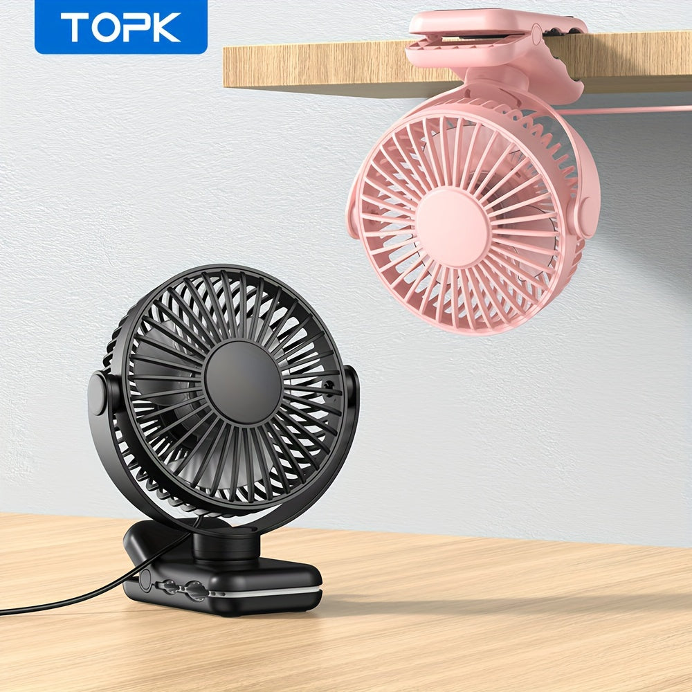 Get your hands on the TOPK K62B Portable USB Clip On Desk Fan, featuring a brushless motor for whisper-quiet and powerful airflow. The strong clamp ensures secure attachment, while the stylish design and high-quality construction make it the perfect mini