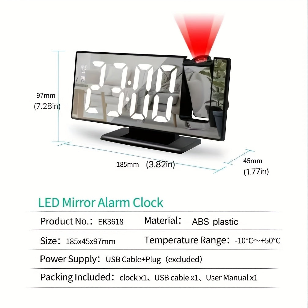 Многофункциональные LED-зеркальные проекторные будильники с USB.