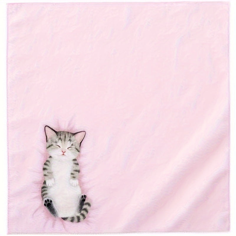 Cute Japanese cat towel: absorbent, aseptic polyester for bathroom and kitchen.