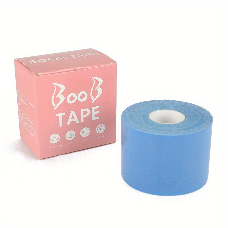 Breathable adhesive tape lifts and supports breasts discreetly for strapless dresses and lingerie.