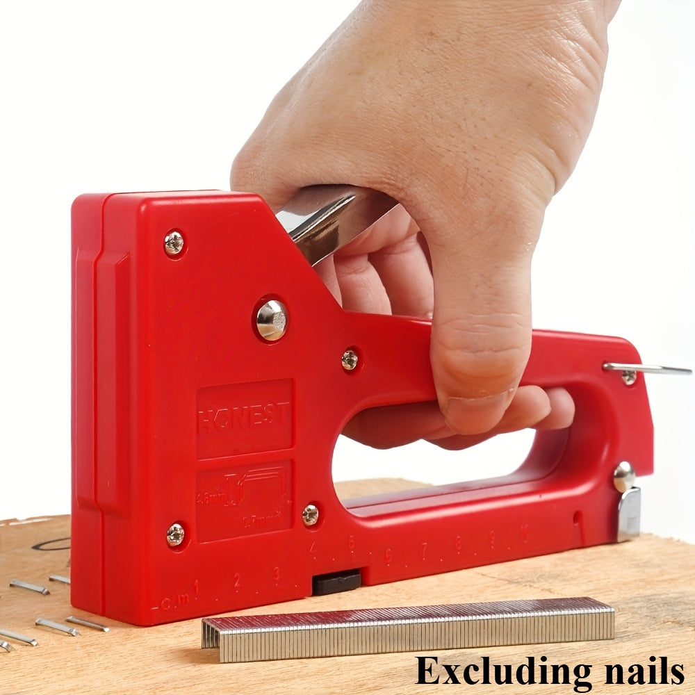 Essential 3-in-1 manual staple gun with durable plastic staples for home use, staples not included.