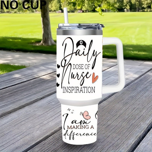 Nurse-themed UV DTF wraps decals and self-adhesive stickers for 40oz tumblers, cups, bottles, school supplies, and more. Perfect for arts and crafts and DIY projects.