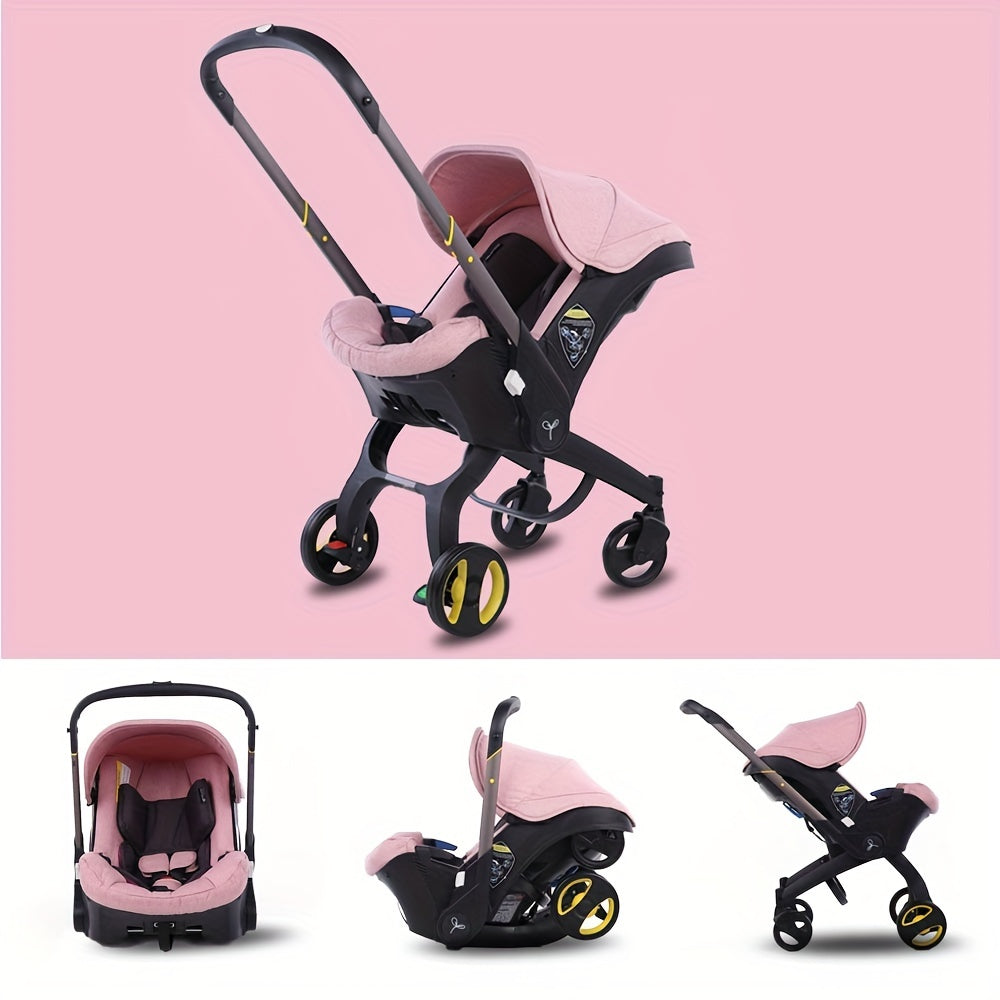 Lightweight folding high landscape baby stroller, suitable for mall, supermarket, and outdoor use, with multi-functional features.