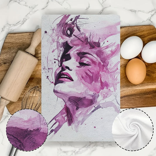 Pair of 2, Luxuriously Soft Kitchen Towels showcasing Marilyn Monroe in Pink, Exceptionally Absorbent for Dishes and Hands, Ideal for Holiday Decor, Can be Machine Washed, Dimensions 40.64X60.96 cm.