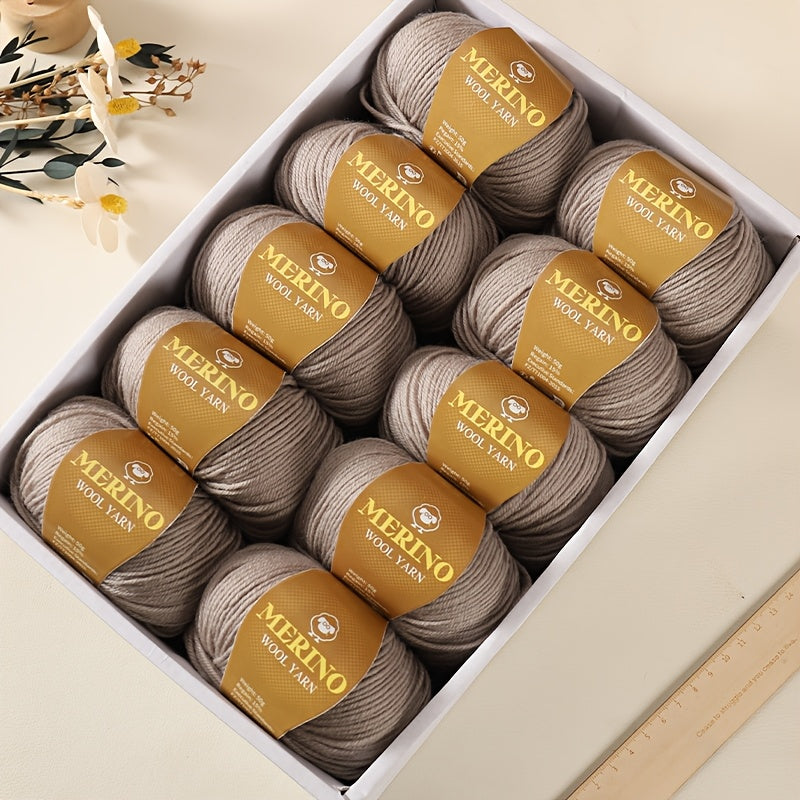 10 JIUWEIDIAOWANG Merino Wool Yarn balls, 500g each, 212 Medium Weight, Hand-Dyed DIY material for knit apparel - Multicolor Gradient, Chunky & Fine Blend, Camel Hair, Autumn Winter.