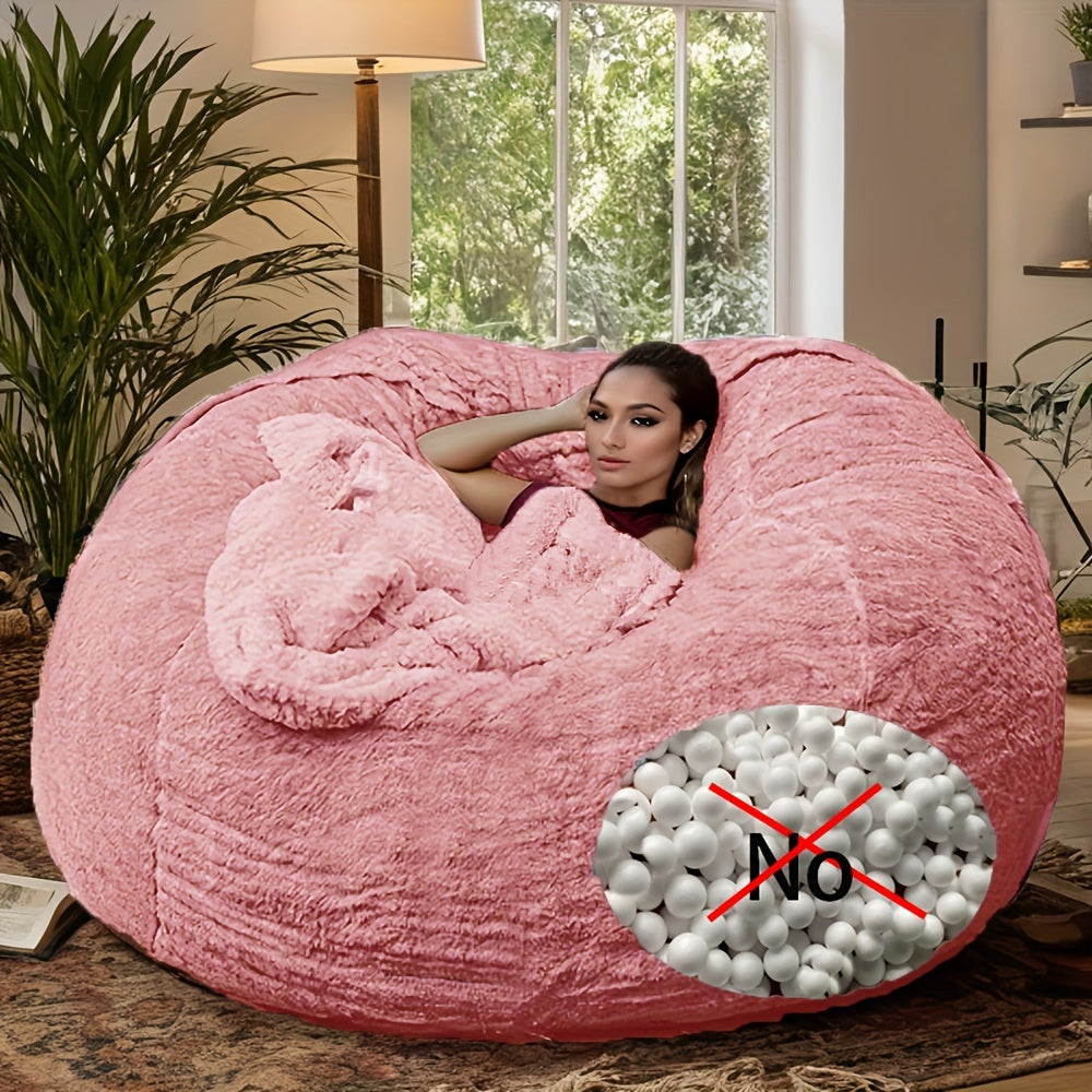 Plush bean bag chair cover in black, easy-clean, removable slipcover suitable for living room and bedroom decor. Zippered fabric protector included. Cover only.