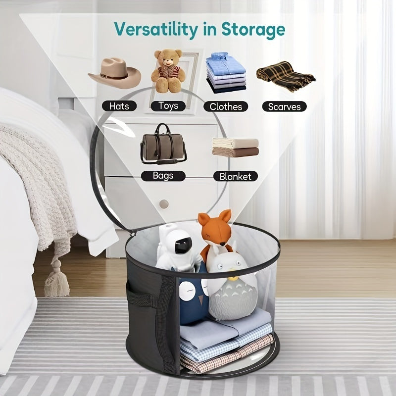 ClearView Fabric Hat Storage Organizer - Keep your beach and brim hats organized with this stackable container featuring a large front window and portable zippered closure.