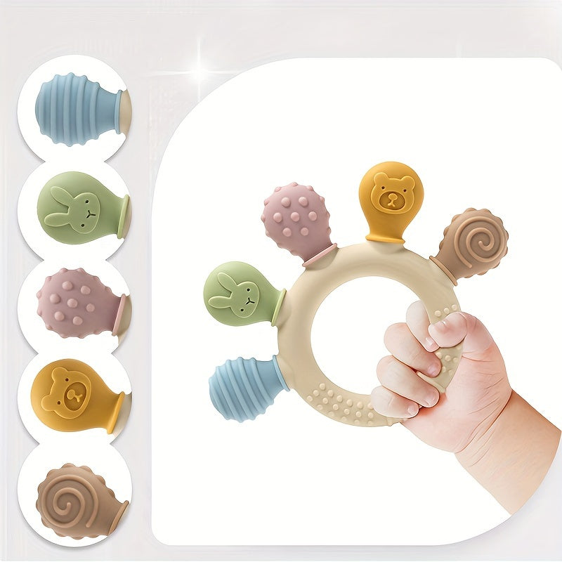 Silicone Teether for Babies - BPA Free Teething Rings Cute Toy with Soft Texture, Perfect Gift for Boys and Girls - Baby's Accessory