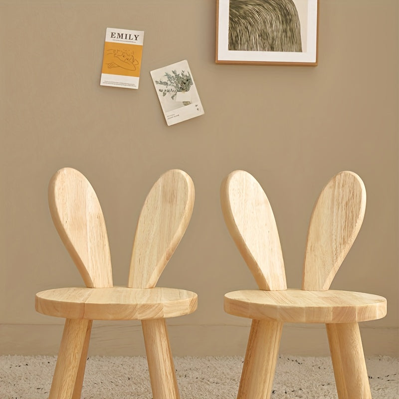 Adorable Rabbit Ears Creative Wooden Stool - Perfect for Changing Shoes, Room Decor, and More