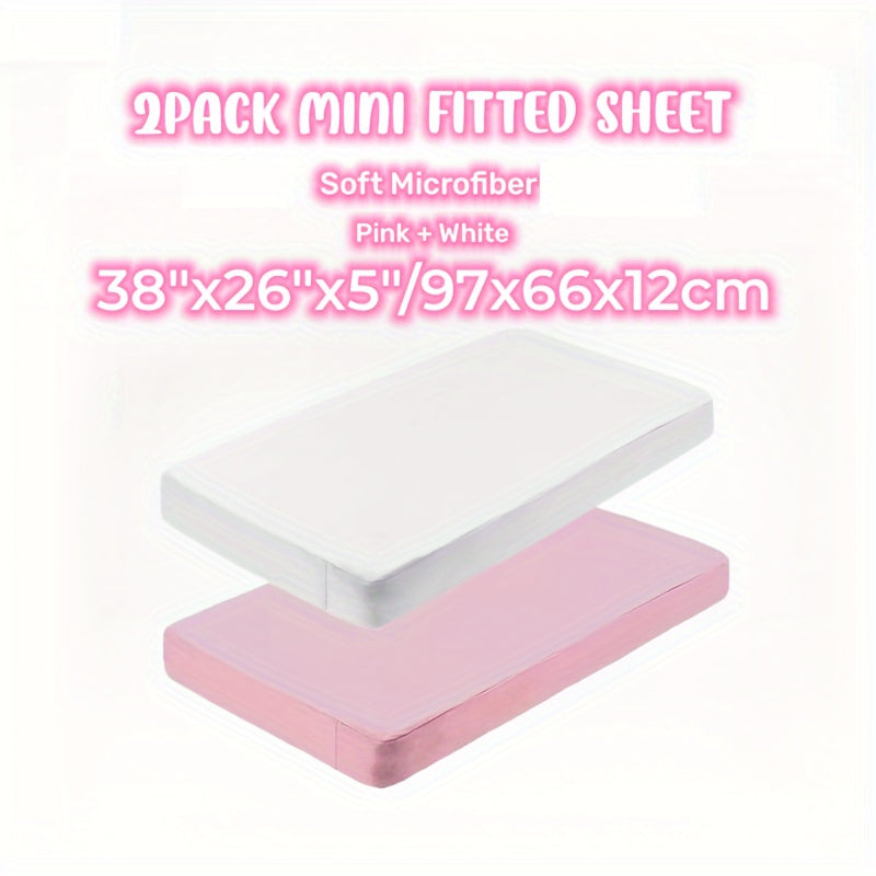 Mini Mattress Sheets - Set of 2, Soft, Machine Washable, Comes in Two Colors Per Pack - Perfect for Changing