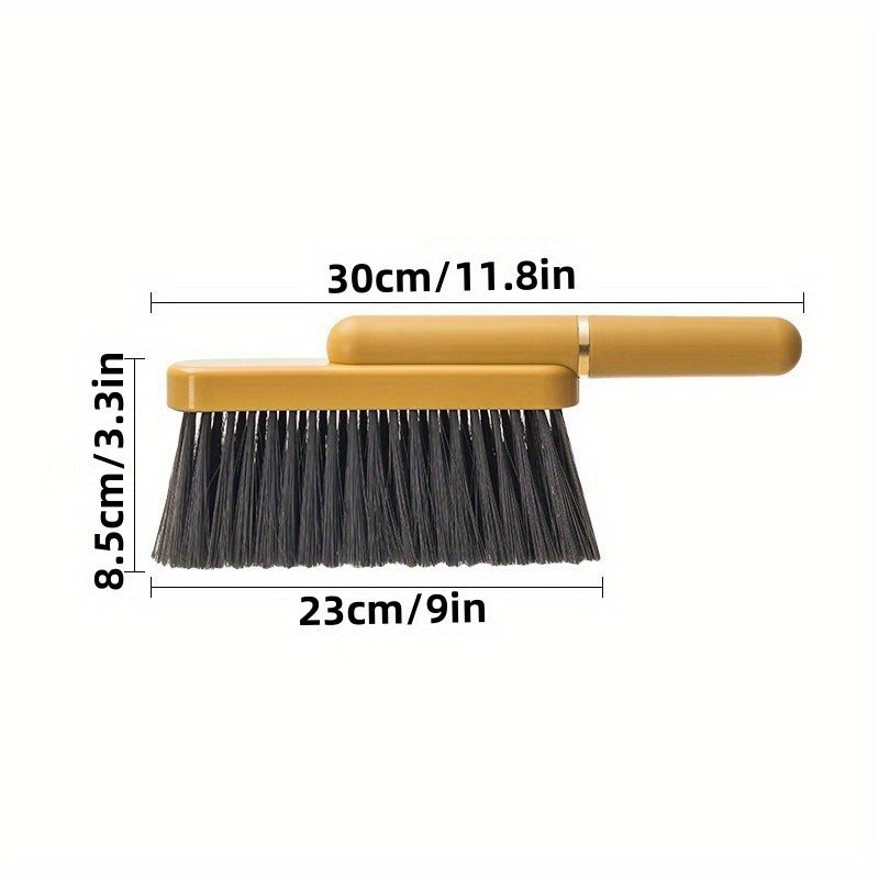 Versatile Soft Bristle Handheld Brush for Clothing, Blankets & Carpets - No Shedding, Small Broom Head for Dual Use - Ideal for Bedroom, Kitchen, Living Room & Car Interior Cleaning.