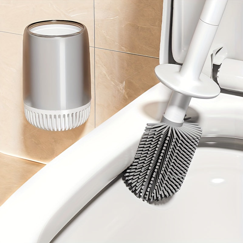 Soft Plastic Toilet Brush from Joyoas with Multiple Components - Reusable, Wall-Mounted, Perfect for Cleaning Toilets