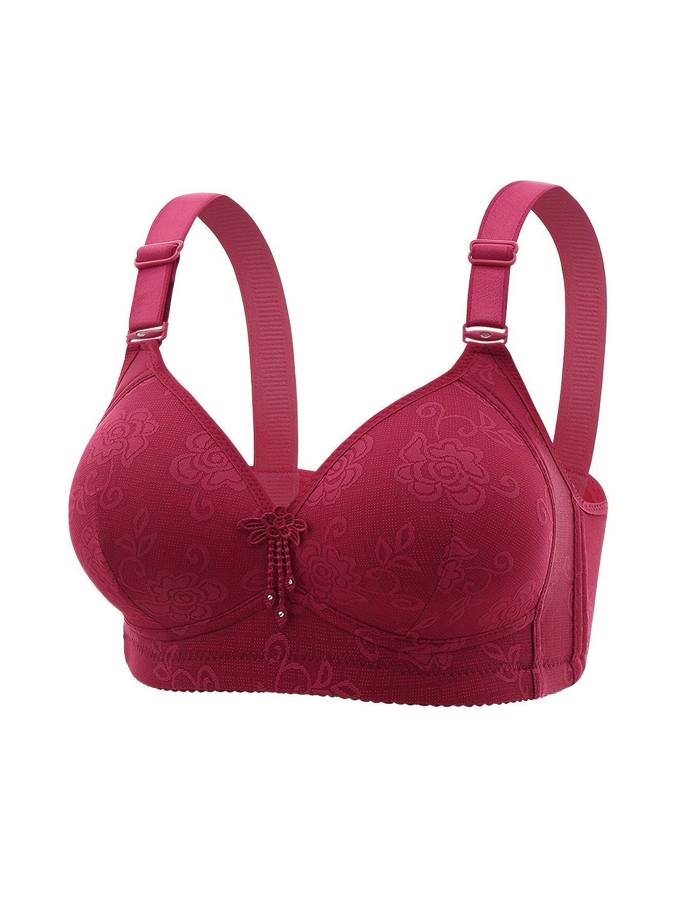 5 Elegant Nylon Push Up Bras with Wireless, Non-Removable Padding in Solid Color Knit Fabric for Adult Everyday Comfort.