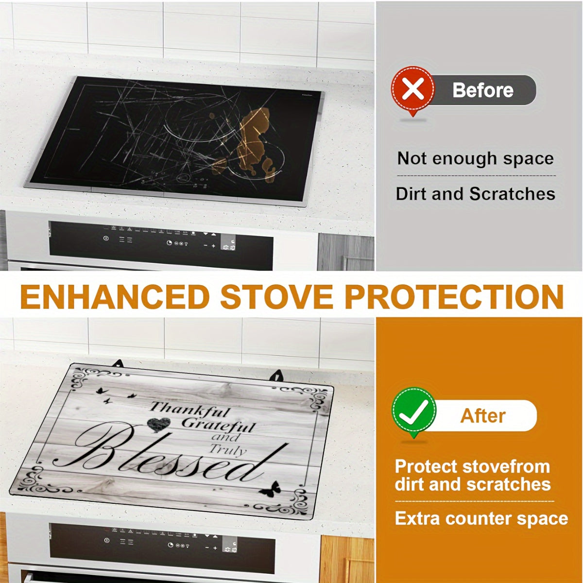 Protect your stove top with this Extra Large Stove Top Protector Mat. Measuring 28.5x20.5 inches (72.5x52cm), this anti-slip waterproof cover is perfect for electric glass stoves. Prevent scratches and keep your stove looking new with this multipurpose