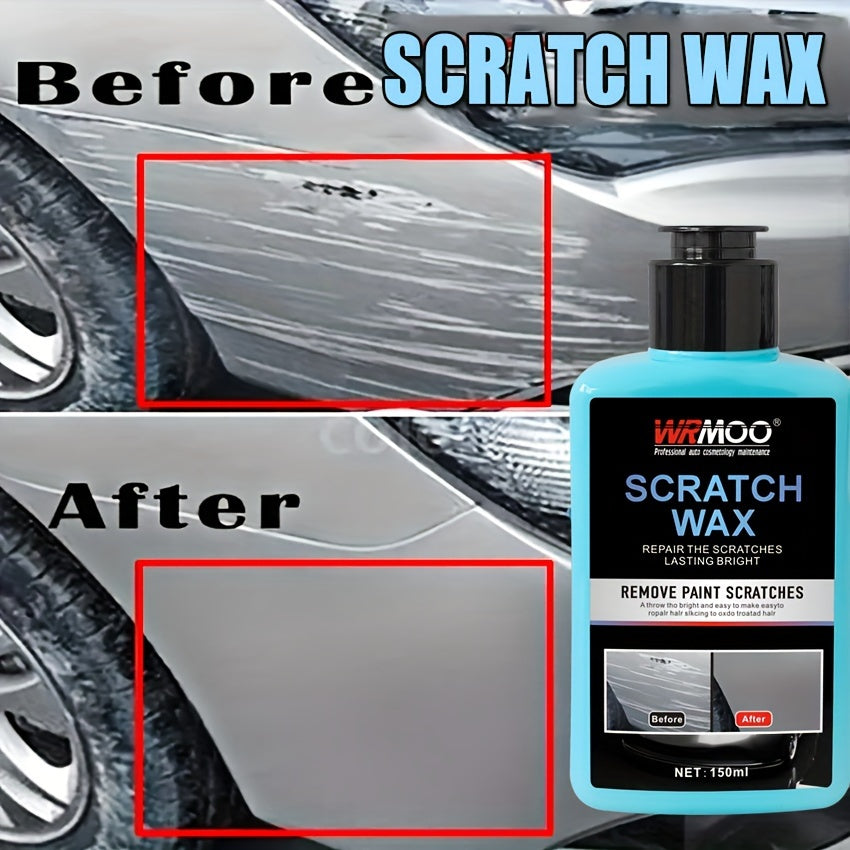 WRMOO Scratch Wax: Quick repair and gloss enhancer for all paint colors. Long-lasting shine with easy application. 150ml.