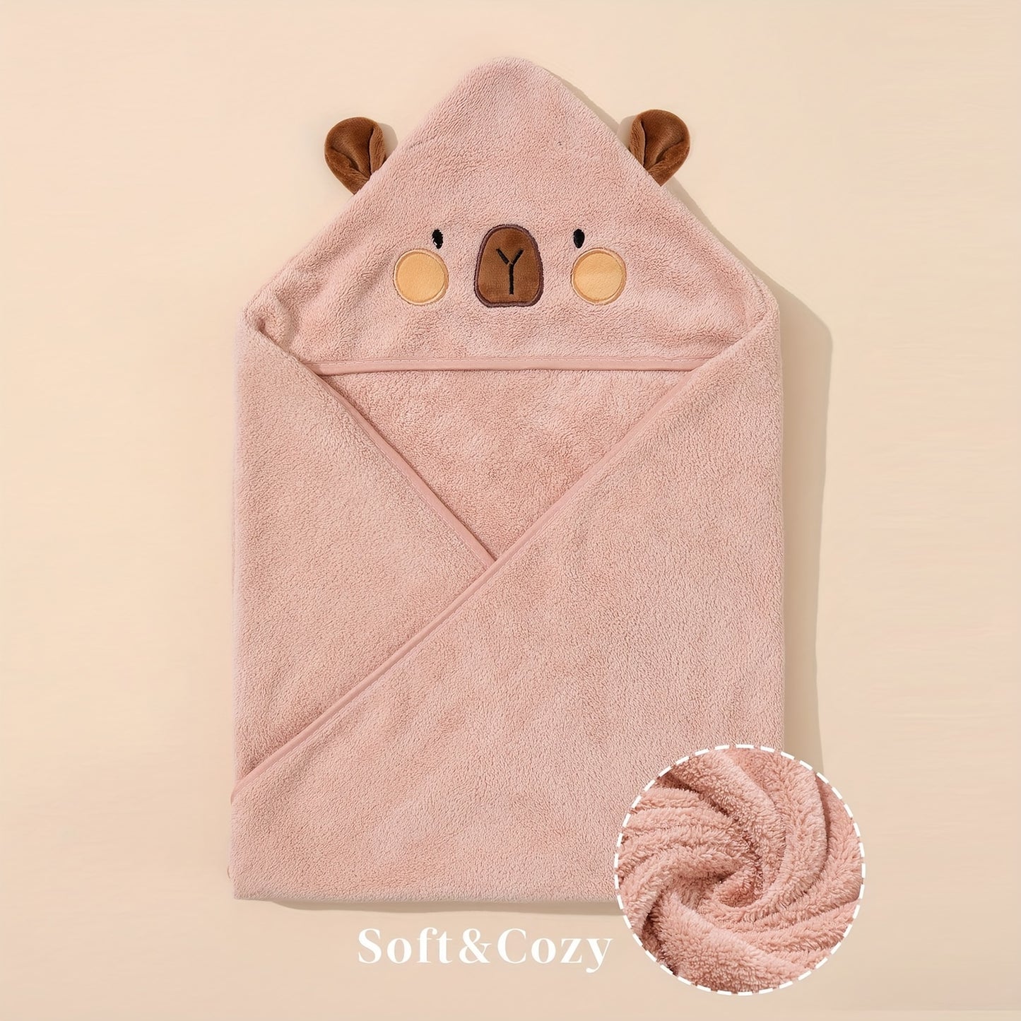 Soft cartoon towel for kids - versatile, cozy blanket for home and travel in white