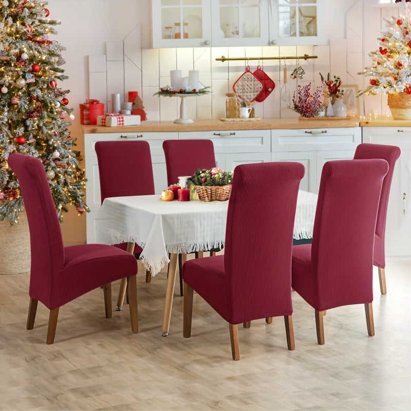 Water resistant dining chair slipcover for large chairs. Spill-proof and elastic, suitable for dining room, weddings, ceremonies, and banquets.