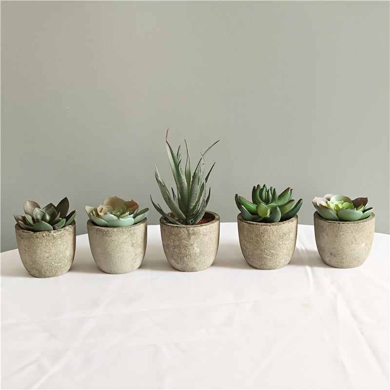 5 cross-border hot selling simulation succulent potted plants in paper pulp pots, bonsai desktop small ornament set.