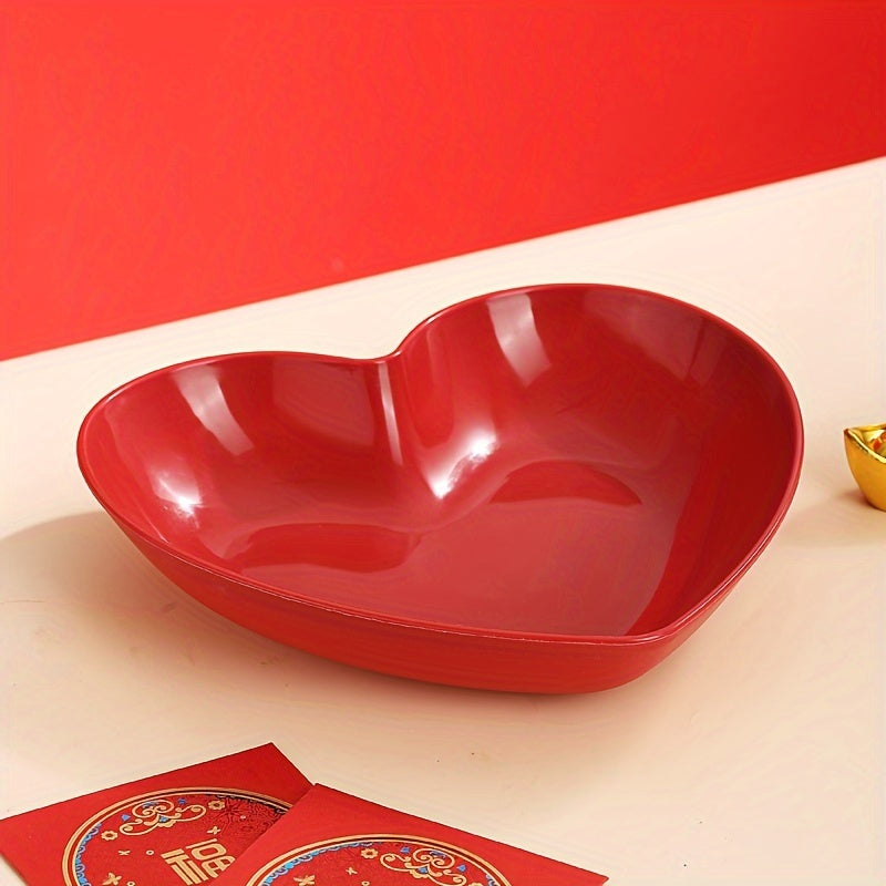 Heart-Shaped Serving Set for Valentine's Day, weddings, and romantic dinners. Includes salad, fruit plates, cereal bowls, snack dishes, and potato chips.