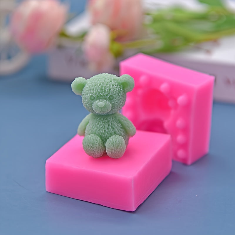 Silicone Mold Set - Adorable 3D Bear Shape for Fondant, Chocolate, Biscuits, Puddings, Cakes, Soap, Candles, Gypsum, and More! Perfect for Baking, Decorating, and DIY Projects in the Kitchen.