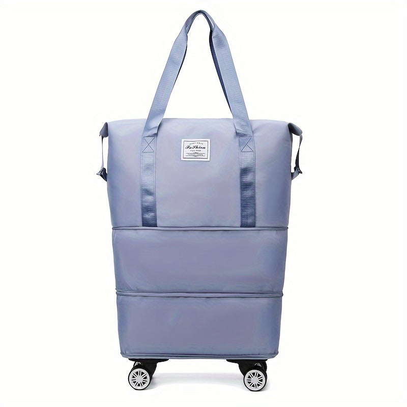 Large 3-layer travel bag with wheels - Waterproof nylon luggage for daily commute & moving