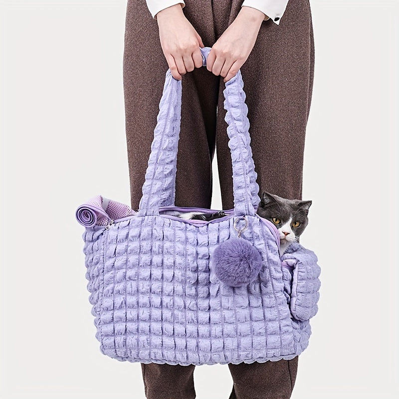 Small dog shoulder bag in cloud bubble style for a diagonal carry.