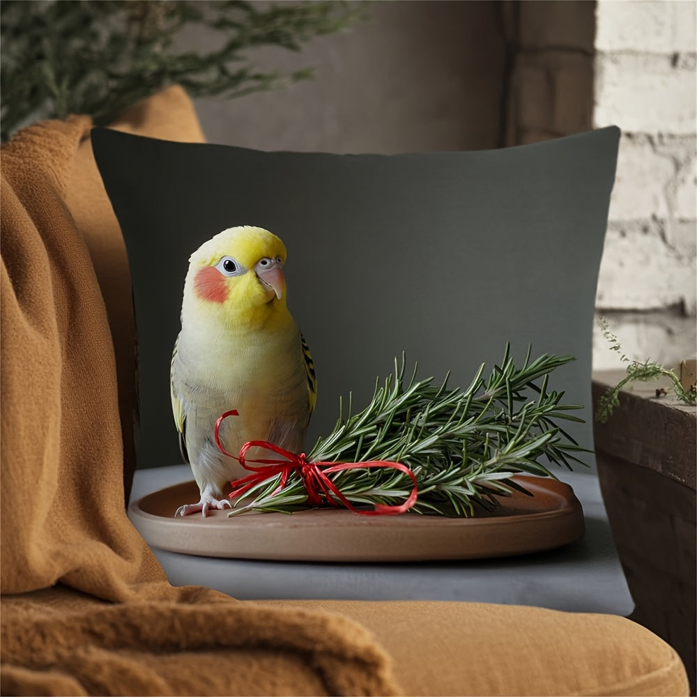 Throw Pillow Cover with Cockatiel Design - Made for Seasonal Decor with Durable and Double-Sided Features | Ideal for Living Room, Bedroom, or Office Sofa | Easy to Clean with Machine Washable Polyester Fabric (Insert Not Included)