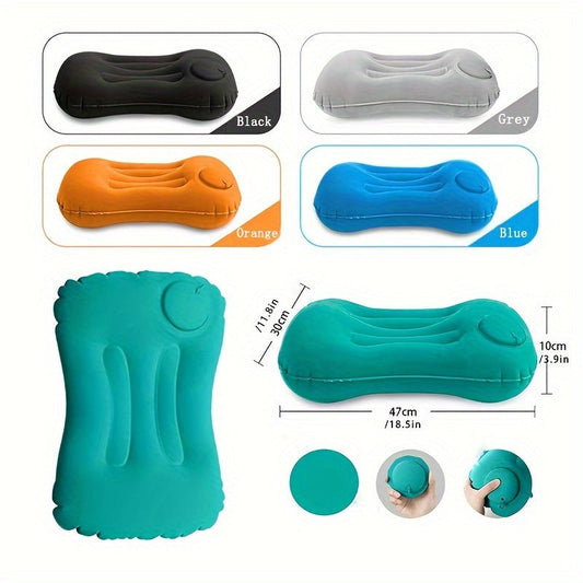 Versatile Inflatable Pillow Ideal for Travel, Home, Work, and Camping. Easy to Fold and Carry, Convenient Press-type Design Promotes Comfortable Sleeping Anywhere.