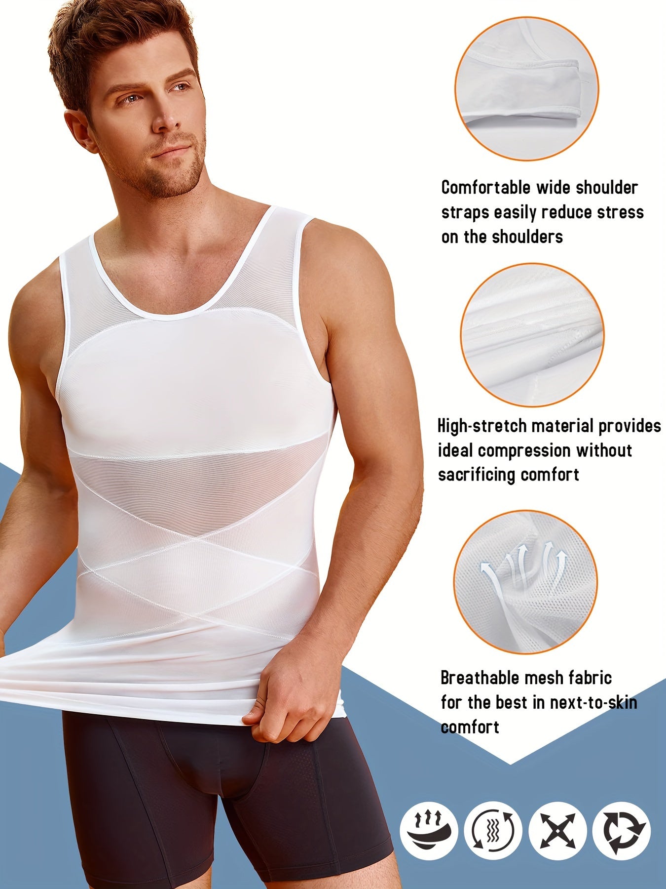 Men's Skinny Compression Tank Top, Sport Workout Body Shaper