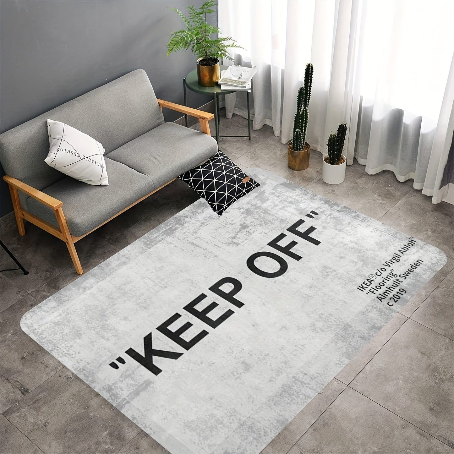 3D Simple Letter Design Area Rug with Anti-Slip Feature - Machine Washable, Ideal for Living Room, Kitchen, Bathroom - Made with Plush Polyester and PVC Backing, Perfect for Christmas Celebration