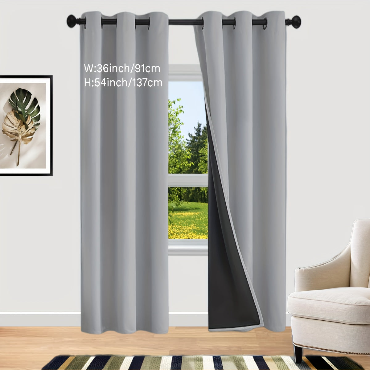 2 Sets of Bedroom Curtains with Coated Insulation and Simple Grommet Design for 100% Blackout