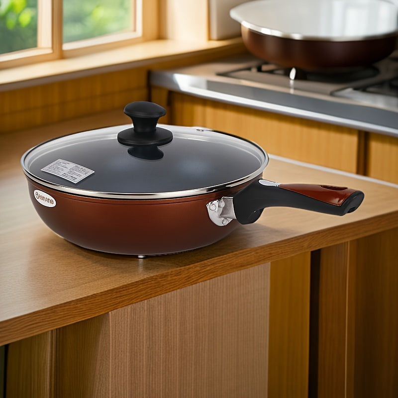 Introducing the versatile 28cm All-Around Frying Pan: Bringing the Heat to Your Kitchen! This pan is perfect for induction ovens, deep frying, and creating delicious steak dishes. With its non-stick coating, this pan will take your cooking to new heights