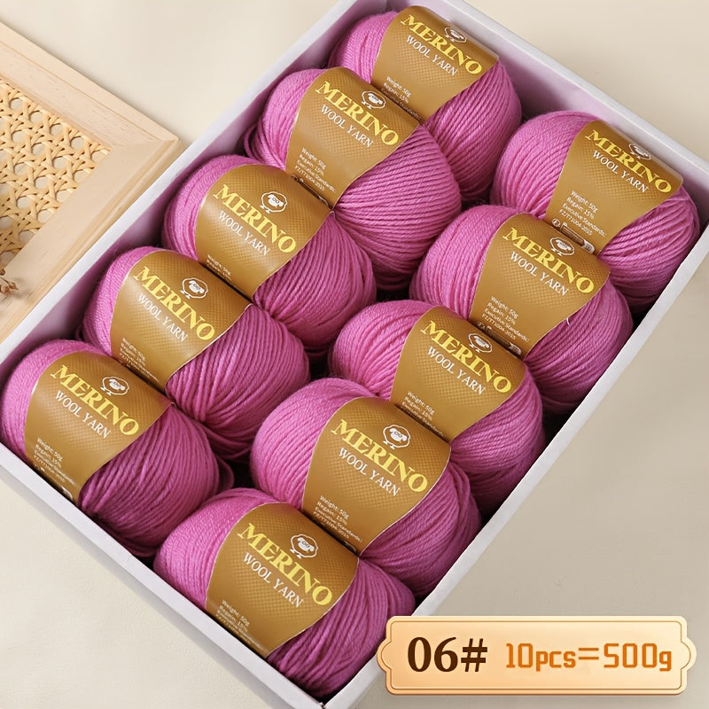 10 JIUWEIDIAOWANG Merino Wool Yarn balls, 500g each, 212 Medium Weight, Hand-Dyed DIY material for knit apparel - Multicolor Gradient, Chunky & Fine Blend, Camel Hair, Autumn Winter.