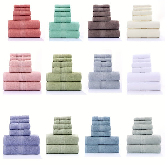 Luxurious 6-piece linen towel set includes 2 bath towels, 2 hand towels, and 2 washcloths, all made from 100% cotton.