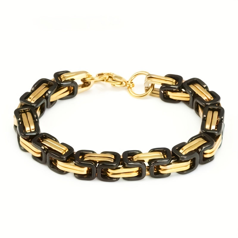 1 piece of classic fashion stainless steel men's chain bracelet hip hop jewelry with a length of 21cm.