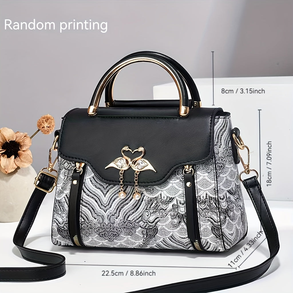 New high-end textured women's bag: stylish and practical printed handbag that can be worn as a trendy shoulder bag or crossbody for fashionable ladies.