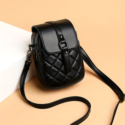 Mini Argyle Quilted Crossbody Bag with Fashion Flap, Women's Multi Layer Shoulder Purse.