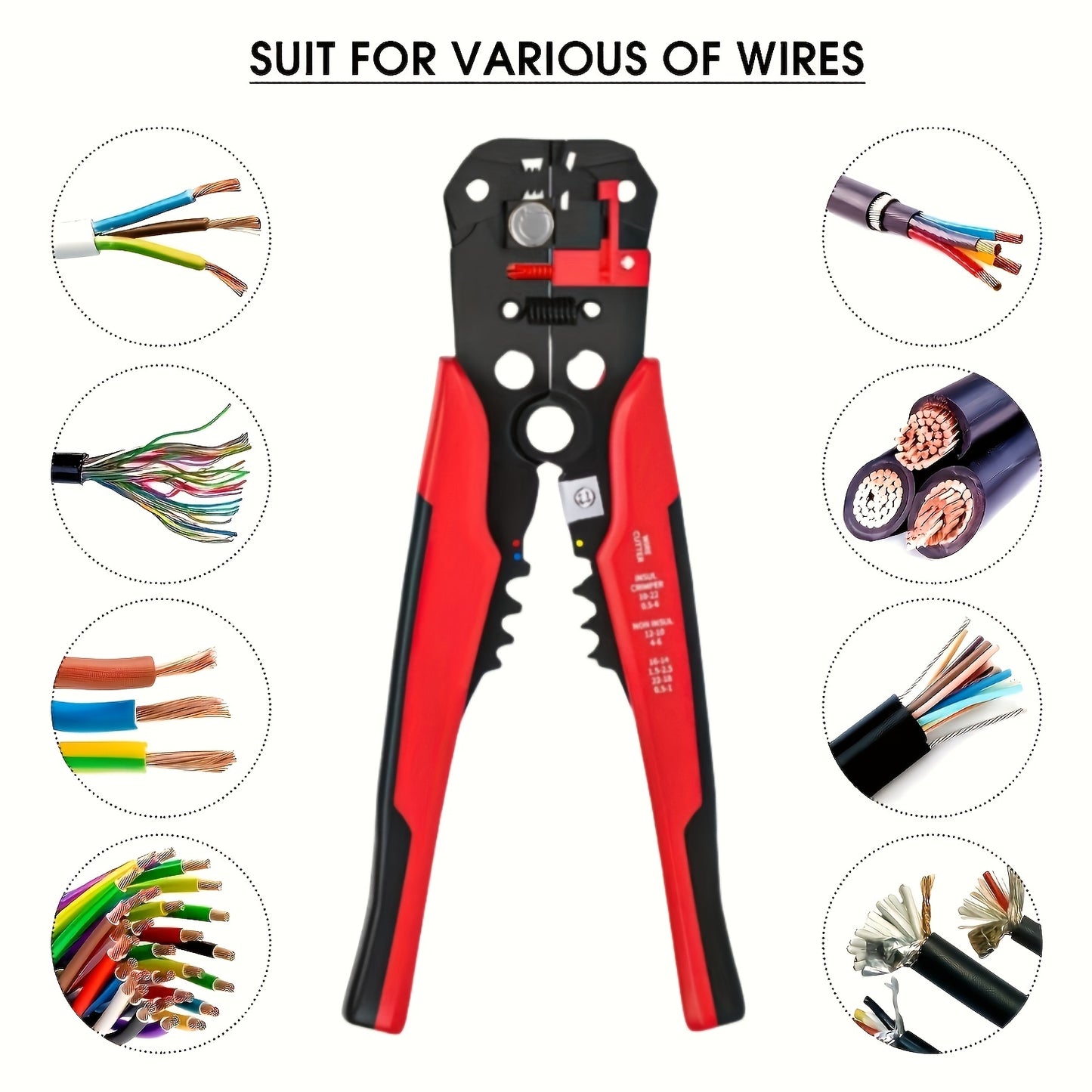 1pc Automatic Wire Stripper: Versatile tool for electrical wire stripping, cutting, and crimping.